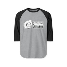 Load image into Gallery viewer, Unisex Three-Quarter Sleeve Raglan Shirt - 'Pussy Cow' Design