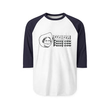 Load image into Gallery viewer, Unisex Three-Quarter Sleeve Raglan Shirt - 'Pussy Cow' Design