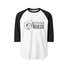 Load image into Gallery viewer, Unisex Three-Quarter Sleeve Raglan Shirt - 'Pussy Cow' Design