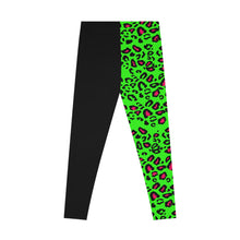 Load image into Gallery viewer, Green/pink Leopard Stretchy Leggings (AOP)