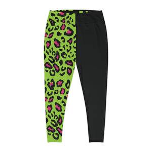 Plus Size Green leopard   Leggings (AOP)