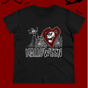 Women's I Love Halloween Midweight Cotton Tee