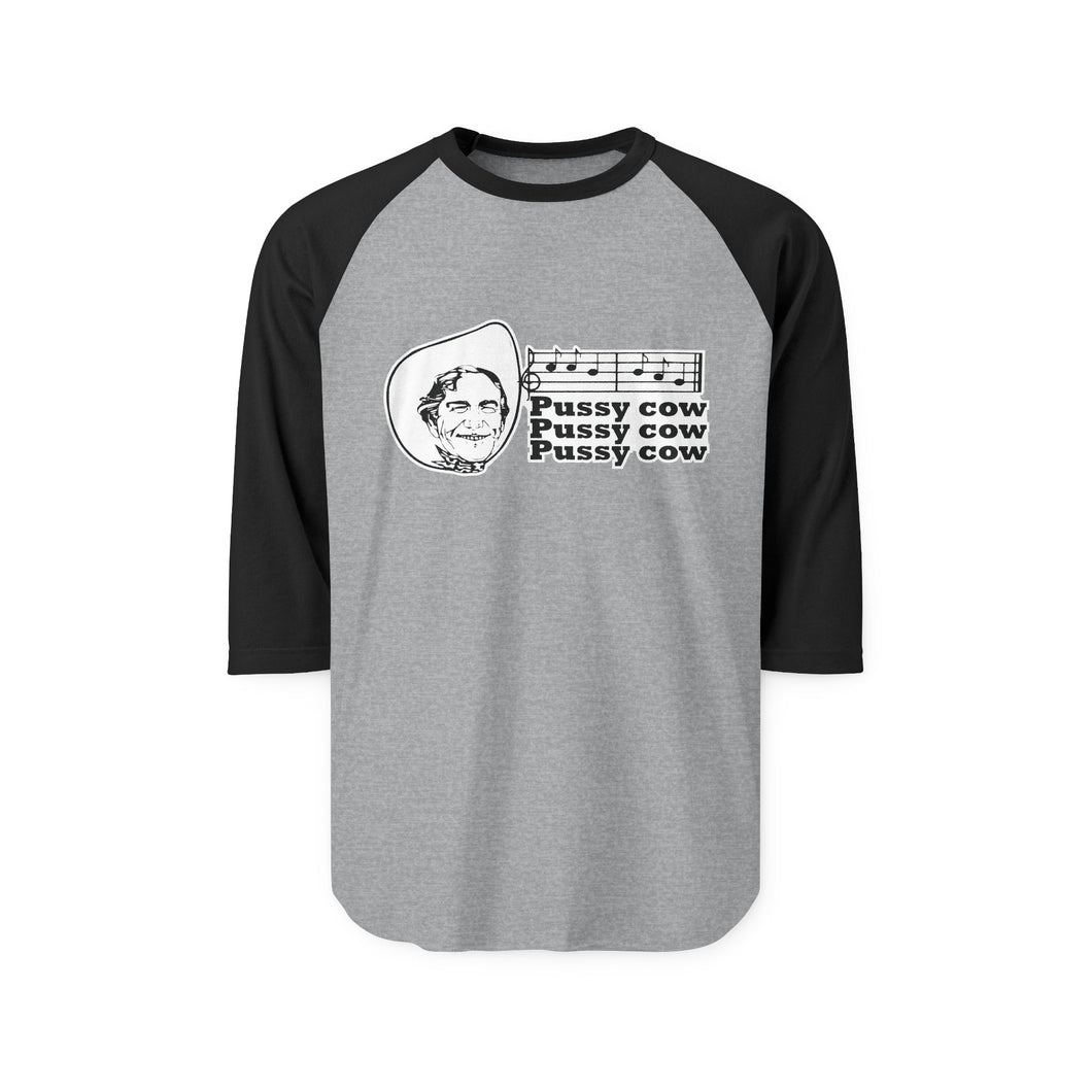 Unisex Three-Quarter Sleeve Raglan Shirt - 'Pussy Cow' Design