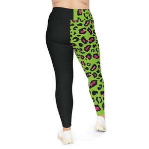 Plus Size Green leopard   Leggings (AOP)