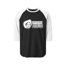 Load image into Gallery viewer, Unisex Three-Quarter Sleeve Raglan Shirt - &#39;Pussy Cow&#39; Design
