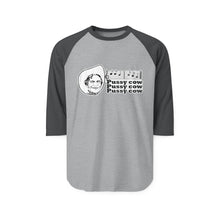 Load image into Gallery viewer, Unisex Three-Quarter Sleeve Raglan Shirt - &#39;Pussy Cow&#39; Design
