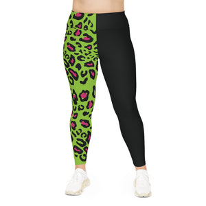 Plus Size Green leopard   Leggings (AOP)